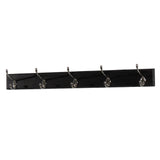 Wooden Mallet 5 Hook Coat Rack, Nickel Hooks, Black