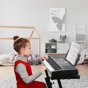 61 Keys Digital Music Electronic Keyboard Electric Musical Piano Instrument Kids Learning Keyboard W/ Stand Microphone For Begin