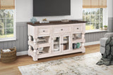 Sunset Trading Stowe Barn Door Console - Media Cabinet - Tv Stand - Rustic Gray Solid Wood