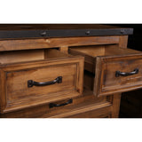 Sunset Trading Rustic City 6 Drawer Chest| Industrial Metal Accents