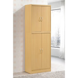 Hodedah 4-Door Kitchen Pantry With 4-Shelves, 5-Compartments In Beech