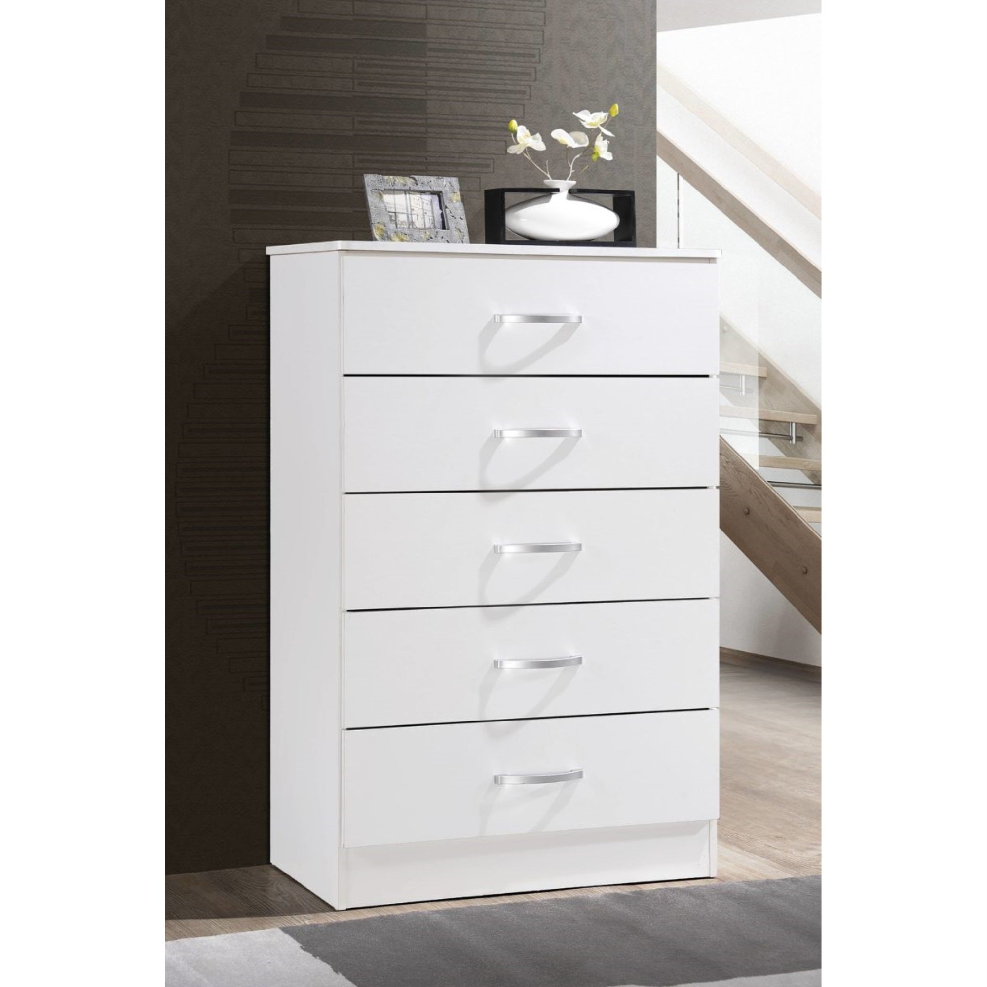 Hodedah 5-Drawer Chest In White