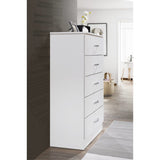 Hodedah 5-Drawer Chest In White