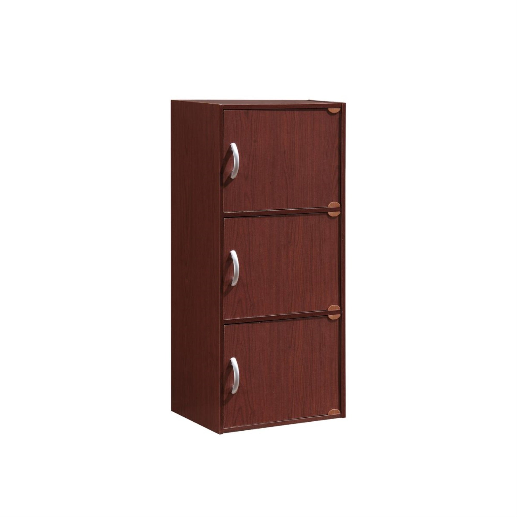 Hodedah 3-Shelf, 3-Door Bookcase In Mahogany