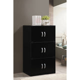 Hodedah 3-Shelf, 6-Door Bookcase In Black