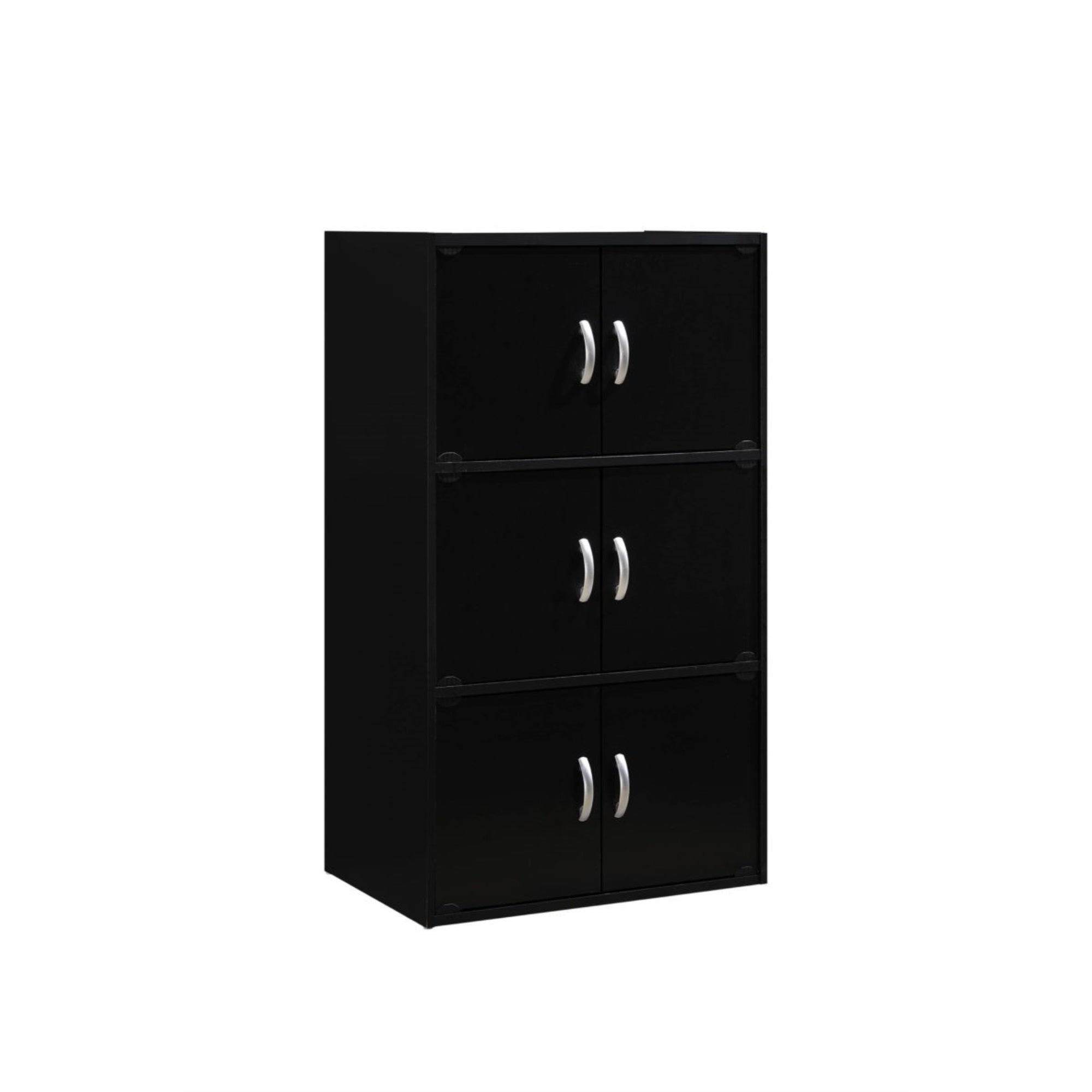 Hodedah 3-Shelf, 6-Door Bookcase In Black