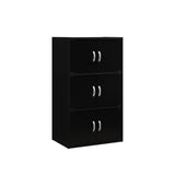 Hodedah 3-Shelf, 6-Door Bookcase In Black
