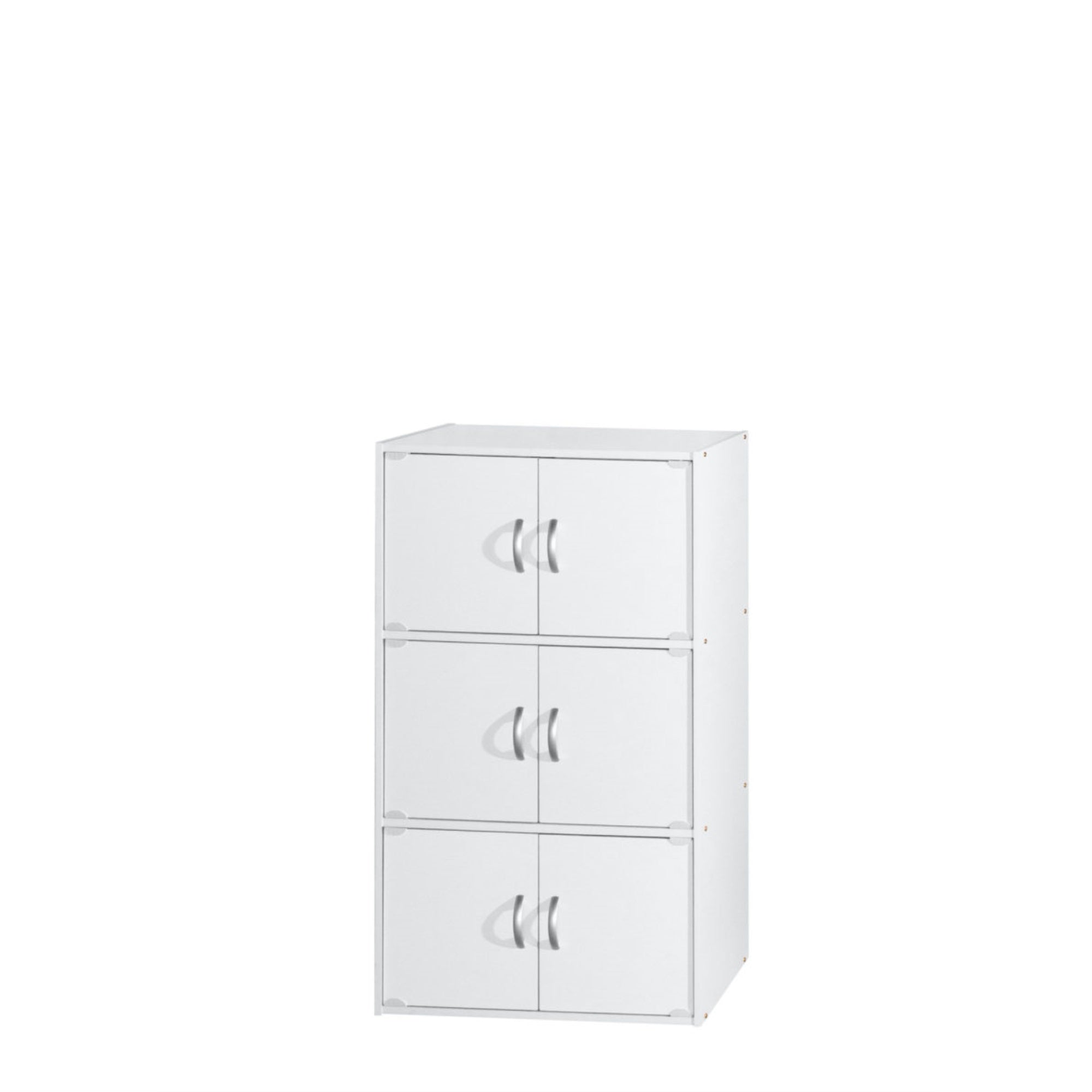 Hodedah 3-Shelf, 6-Door Bookcase In White