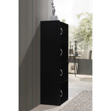 Hodedah 4-Shelf, 4-Door Bookcase In Black