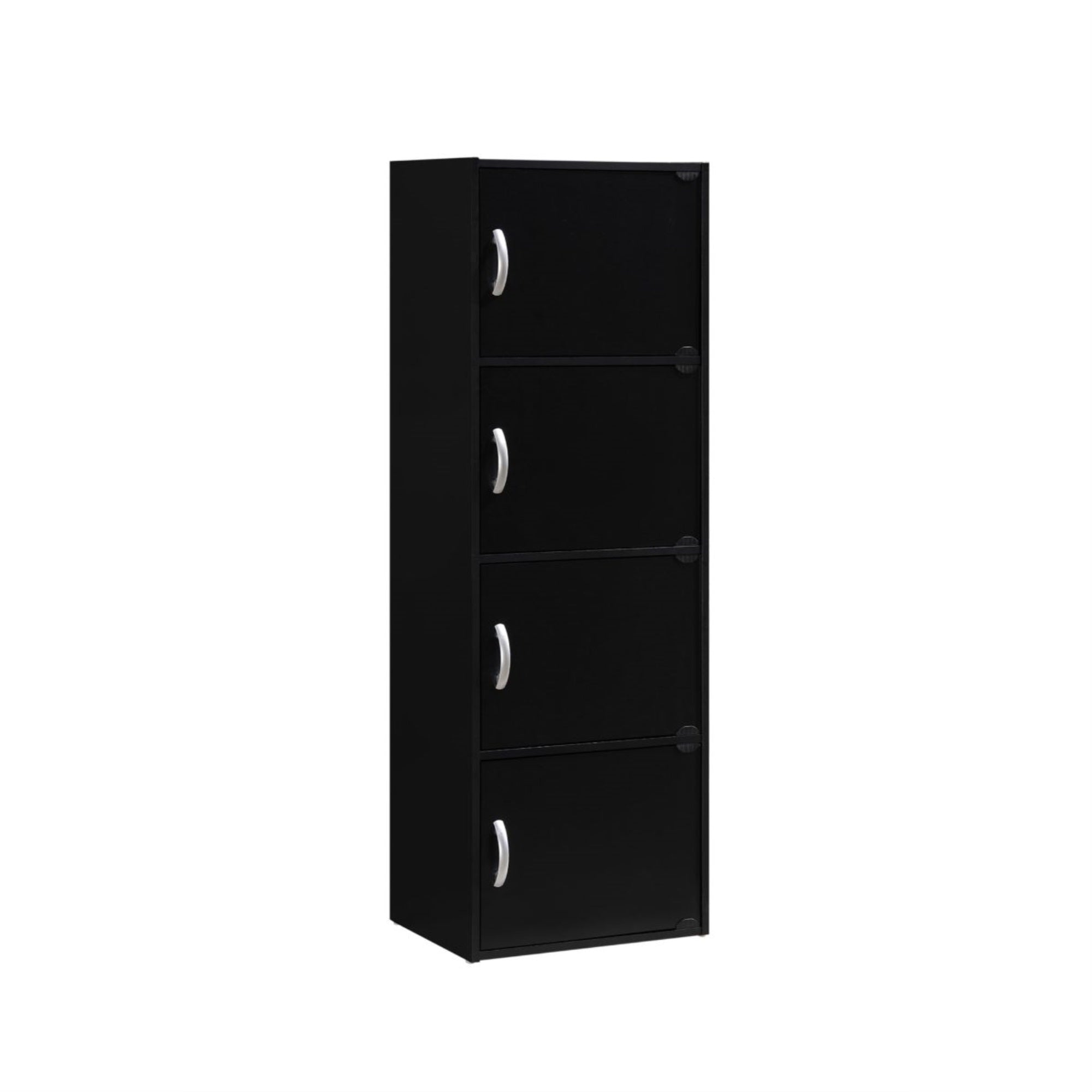 Hodedah 4-Shelf, 4-Door Bookcase In Black
