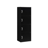 Hodedah 4-Shelf, 4-Door Bookcase In Black