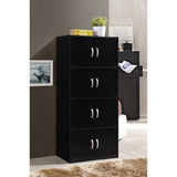 Hodedah 4-Shelf, 8-Door Bookcase Cabinet In Black