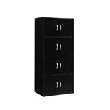 Hodedah 4-Shelf, 8-Door Bookcase Cabinet In Black