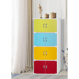 Hodedah 4-Shelf, 8-Door Bookcase Cabinet In Rainbow