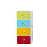 Hodedah 4-Shelf, 8-Door Bookcase Cabinet In Rainbow