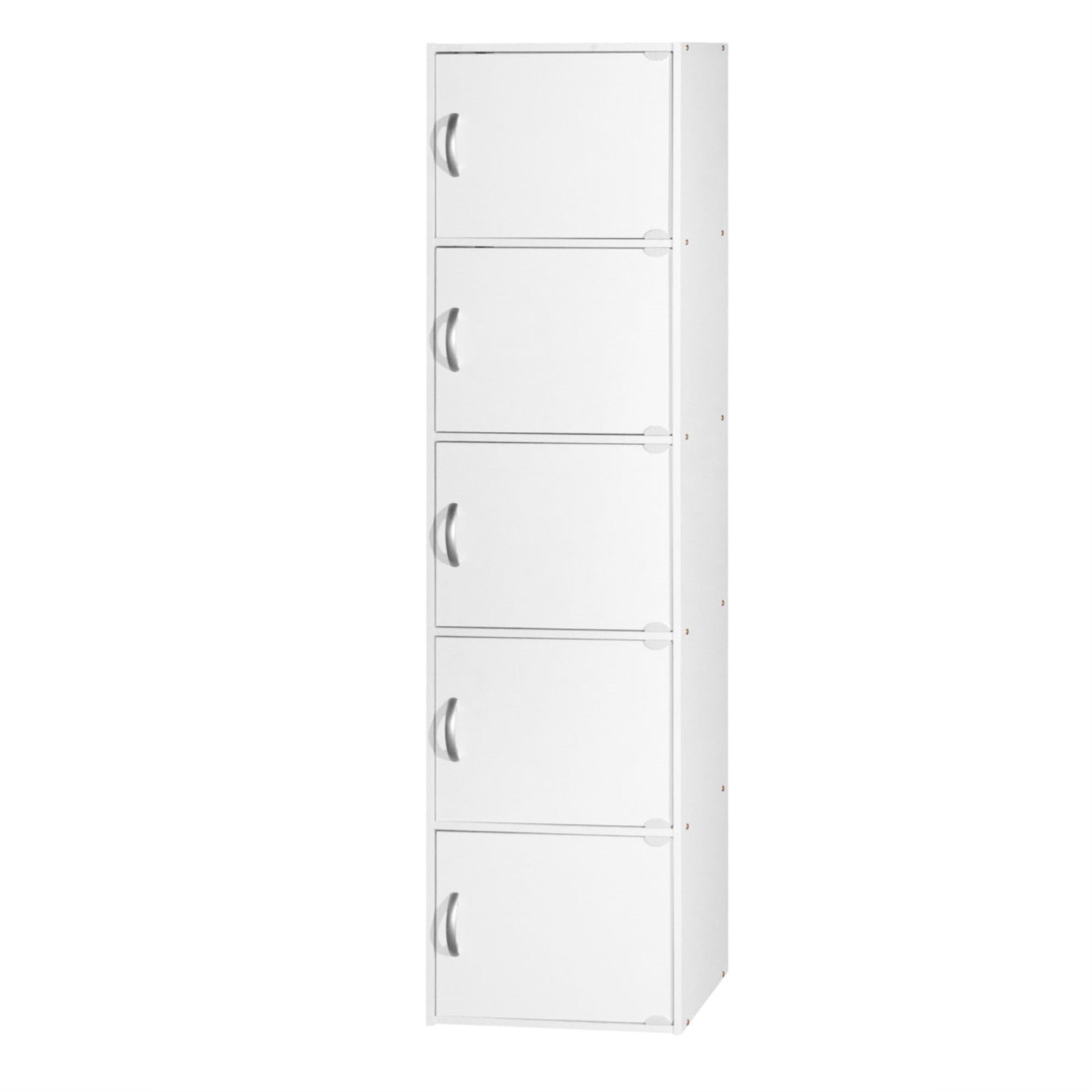 Hodedah 5-Shelf, 5-Door Bookcase In White