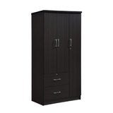 Hodedah 3-Door Armoire With 2-Drawers, 3-Shelves In Chocolate