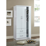 Hodedah 3-Door Armoire With 2-Drawers, 3-Shelves In White