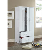 Hodedah 3-Door Armoire With 2-Drawers, 3-Shelves In White