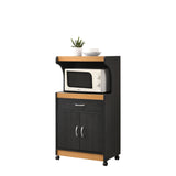 Hodedah Microwave Kitchen Cart In Black-Beech