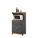 Hodedah Microwave Kitchen Cart In Grey-Oak