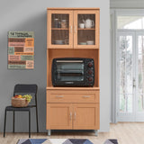Hodedah Kitchen Cabinet With Top And Bottom Enclosed Cabinet Space In Beech