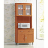 Hodedah Kitchen Cabinet With Top And Bottom Enclosed Cabinet Space In Cherry