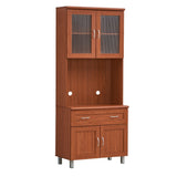 Hodedah Kitchen Cabinet With Top And Bottom Enclosed Cabinet Space In Cherry
