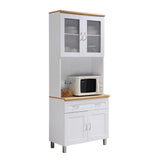 Hodedah Kitchen Cabinet With Top And Bottom Enclosed Cabinet Space In White