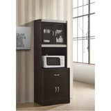 Hodedah Kitchen Cabinet With 1-Drawer, Plus Space For Microwave In Chocolate-Grey