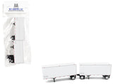 28 Dry Van Double Pup Trailers White Set of 2 pieces 1/87 (HO) Scale Plastic Model by HO Logistics