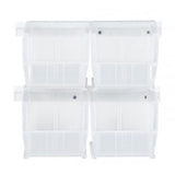 Hang-N-Stack Bin, Package, Includes: (4) 10-7/8L X 5-1/2W X 5H (Qus230) Clear Bin And (2) Bin Rails