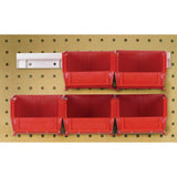 Hang-N-Stack Bin, Package, Includes: (4) 10-7/8L X 5-1/2W X 5H (Qus230) Red Bin And (2) Bin Rails