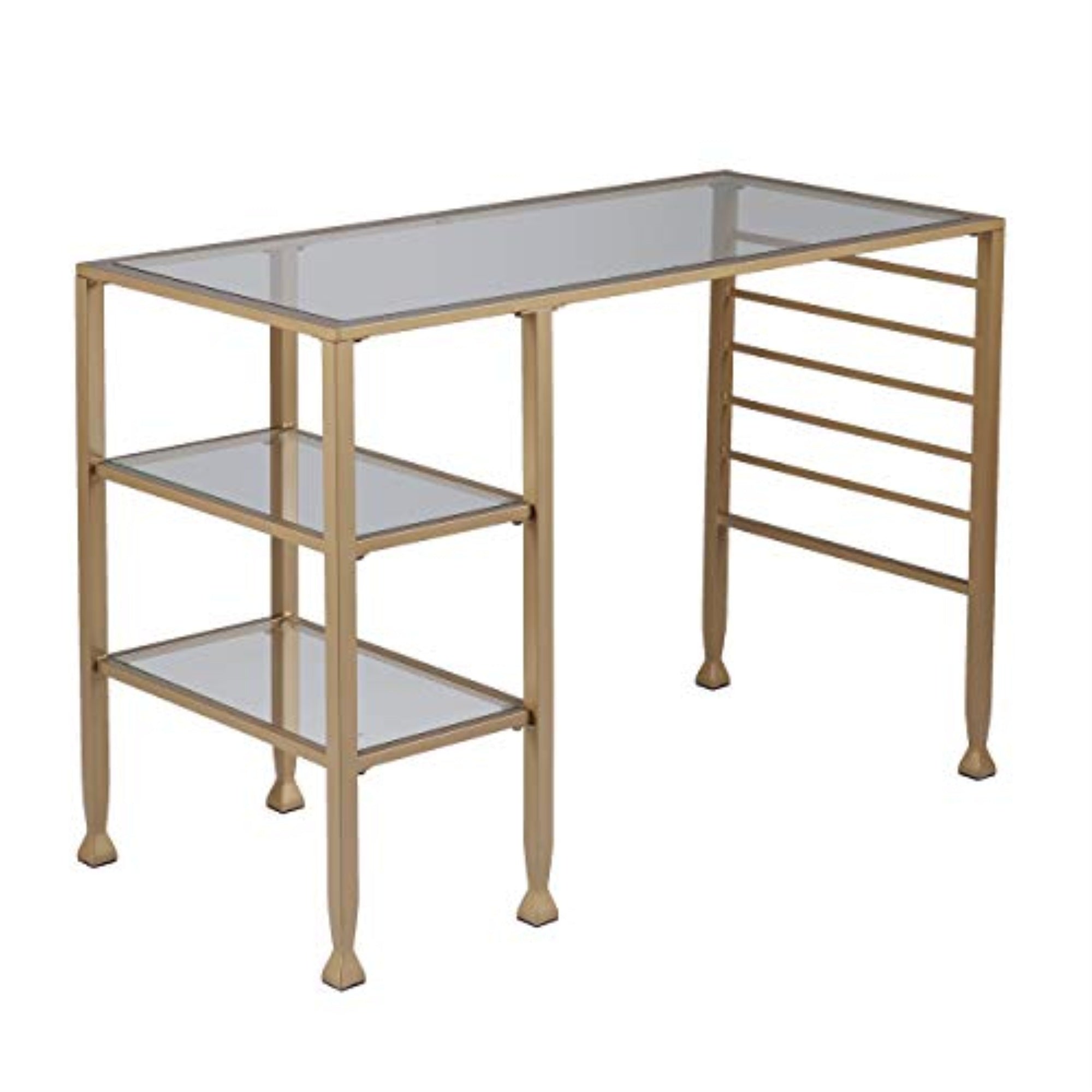 Jaymes Gold Metal/Glass Writing Desk