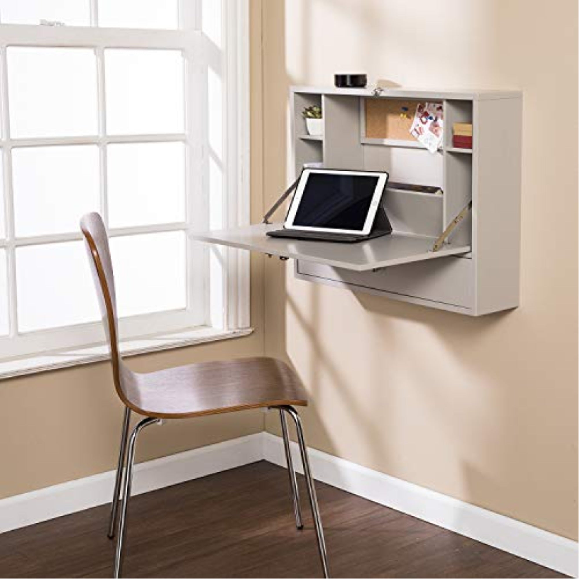 Wall Mount Laptop Desk - Universal Style- Gray