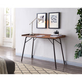 Fusion Home Office Writing Computer Desk, Walnut Wood & Bronze Metal, Industrial Style