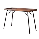 Fusion Home Office Writing Computer Desk, Walnut Wood & Bronze Metal, Industrial Style