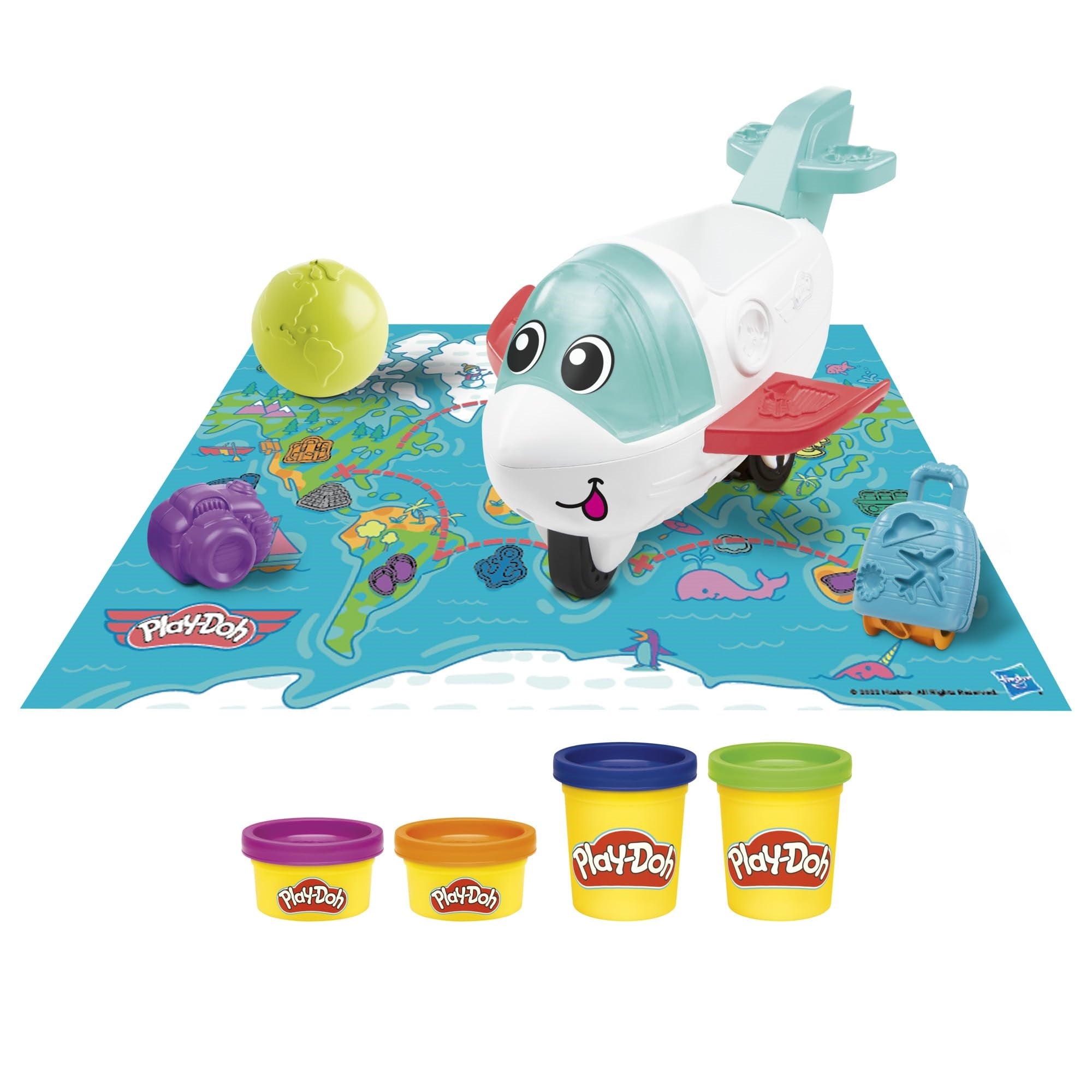 Play-Doh Airplane Explorer Starter Set, Preschool Toys For 3 Year Old Girls & Boys & Up With Jet, World Map Playmat, 3 Accessori