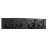 Wooden Mallet 2 Double Prong Hook Rail/Coat Rack, Black Hooks, Black