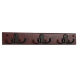 Wooden Mallet 3 Double Prong Hook Rail/Coat Rack, Black Hooks, Mahogany