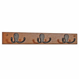 Wooden Mallet 3 Double Prong Hook Rail/Coat Rack, Black Hooks, Medium Oak