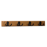Wooden Mallet 4 Double Prong Hook Rail/Coat Rack, Black Hooks, Light Oak