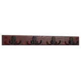 Wooden Mallet 4 Double Prong Hook Rail/Coat Rack, Black Hooks, Mahogany