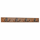 Wooden Mallet 4 Double Prong Hook Rail/Coat Rack, Black Hooks, Medium Oak