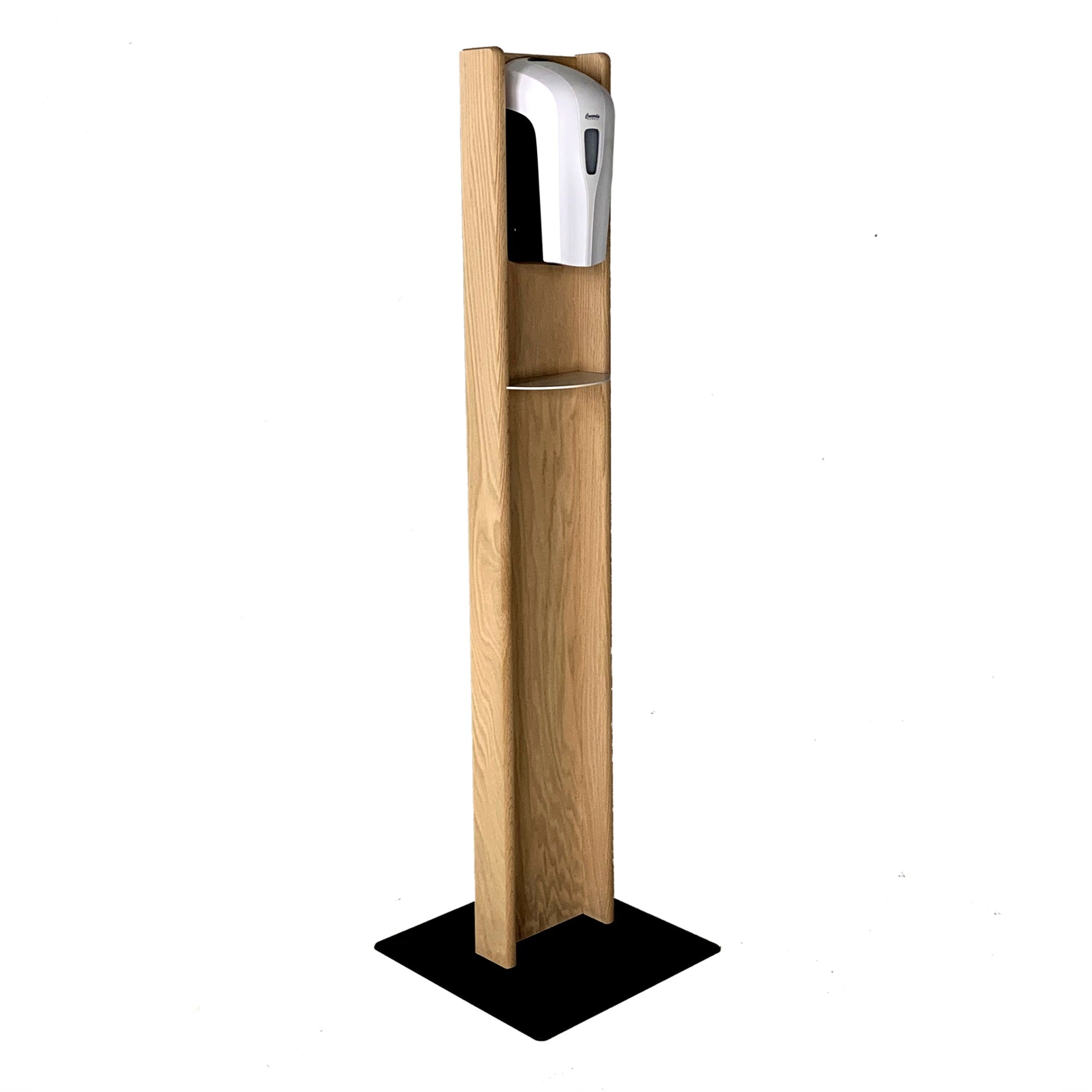 Gel Hand Sanitizer Dispenser On Wooden Stand, Unfinished