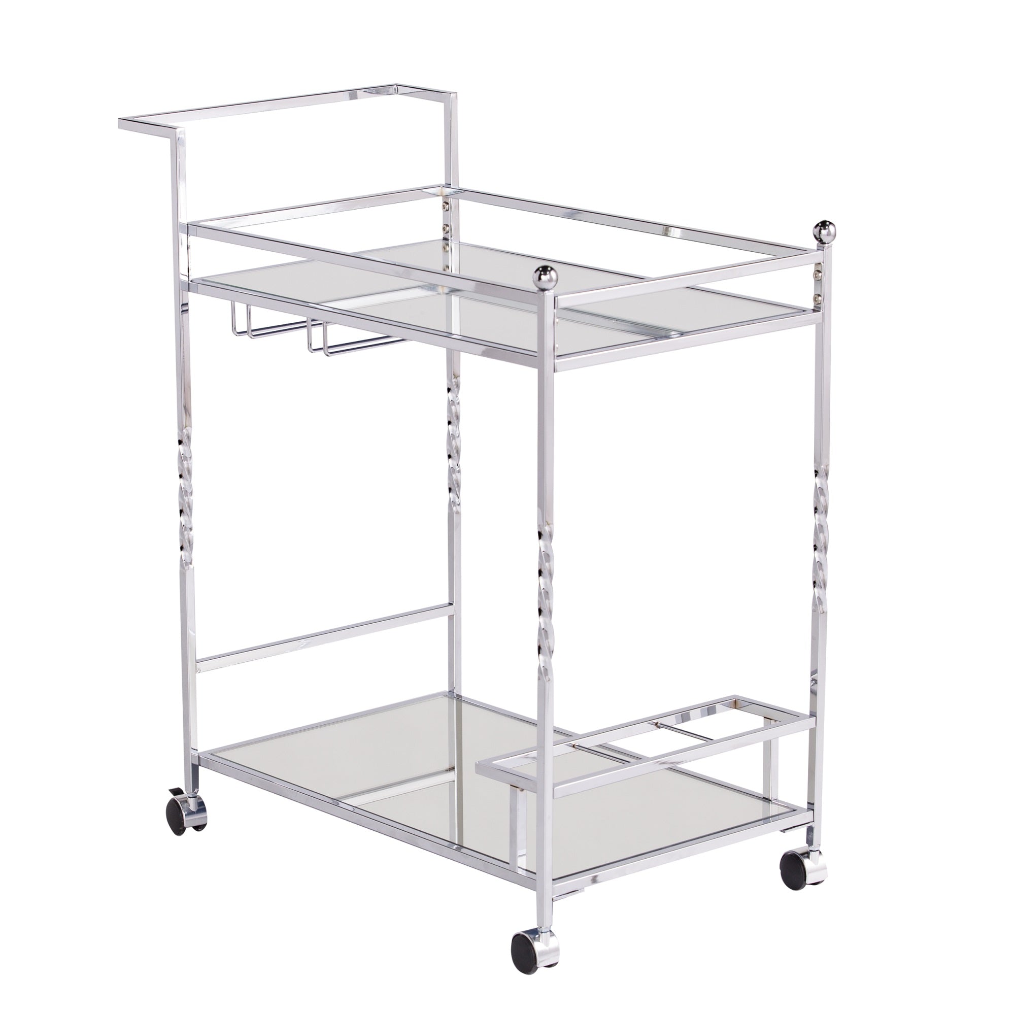 Ivers Metal Mirrored Bar Cart - Chrome