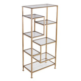 Jaymes Metal/Glass Asymmetrical Etagre/Bookcase - Gold