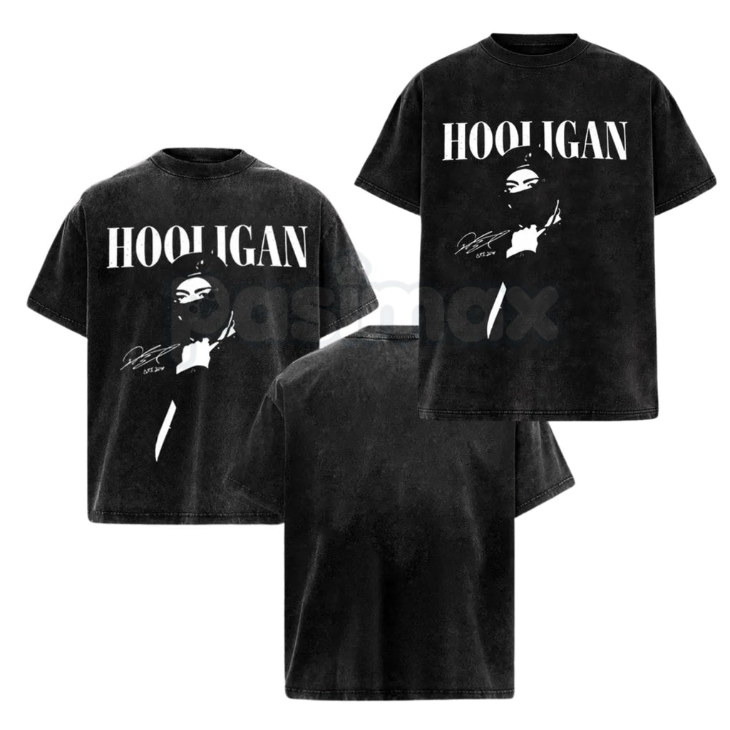Hooligan Vintage Washed T-Shirt – Retro Distressed Graphic Tee, Lightweight Cotton Underground Streetwear Top