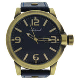 AG190108 Gold/Blue Leather Strap Watch by Antoneli for Men 1 Pc Watch
