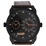 AG373612 Black/Brown Leather Strap Watch by Louis Villiers for Men 1 Pc Watch